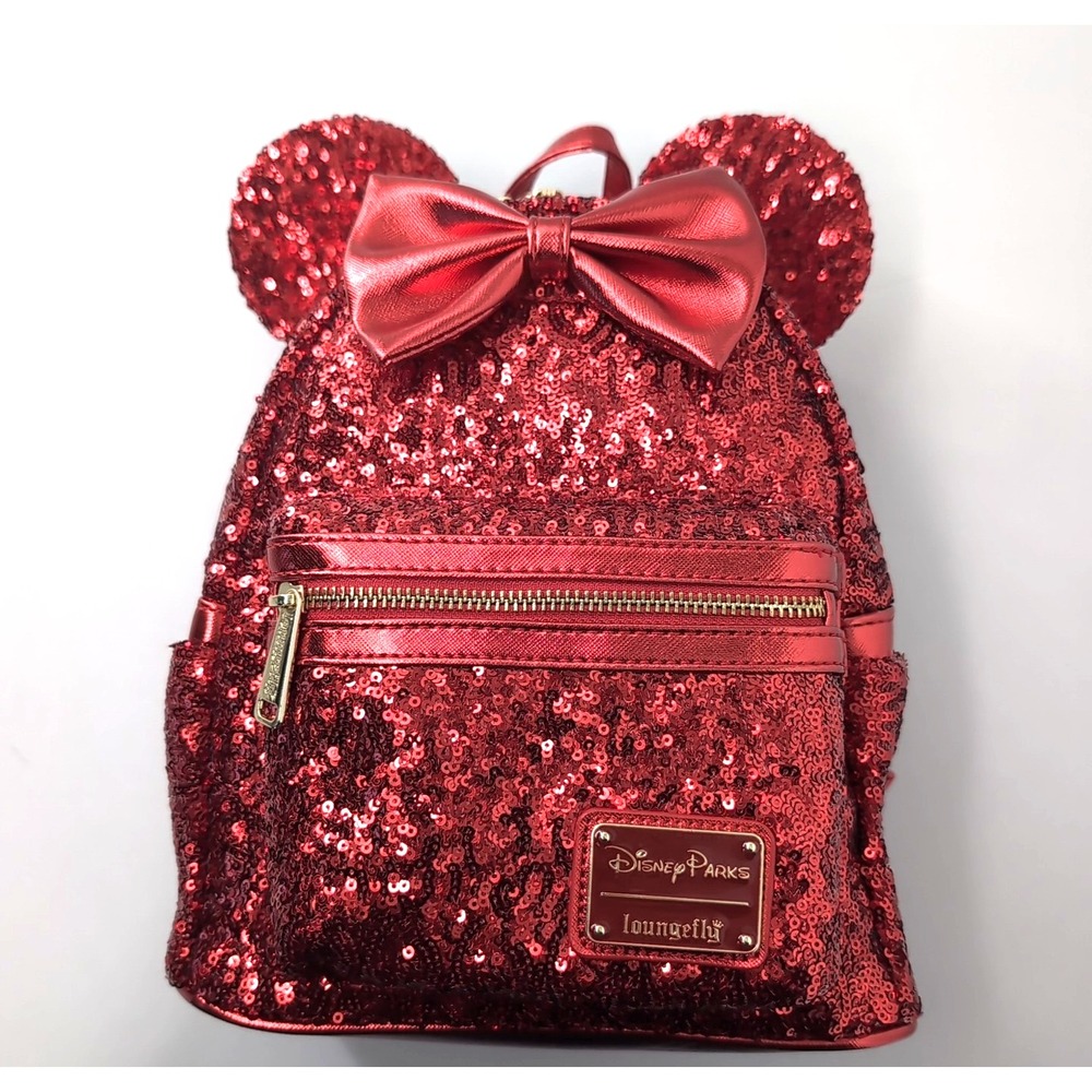 Disney Parks Loungefly Red Sequin Minnie Mouse Mini Backpack 400912613310 NEW